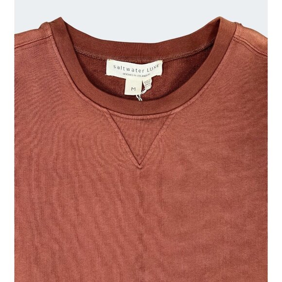 Saltwater Luxe Womens M Crewneck Sweatshirt Spice Cotton Lace Back & Sleeve Deta - Picture 10 of 15